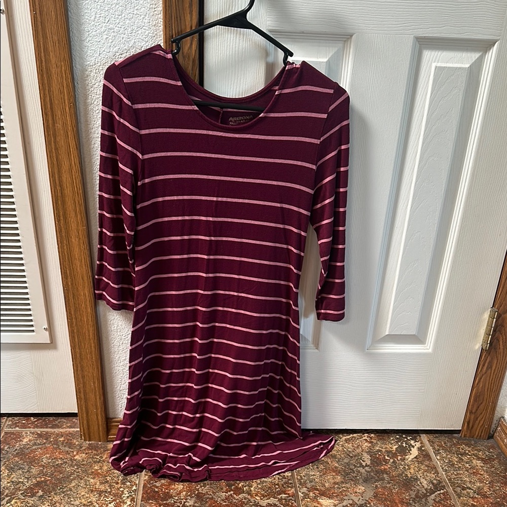 Burgundy Striped Women's Dress